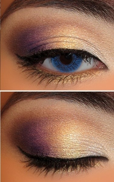 Maquillaje morado en los ojos